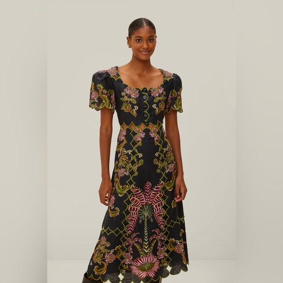 FARM Rio Dresses & Skirts - FARM RIO Black Ravenala Short Sleeve Maxi Dress, Size XX-Small, $320